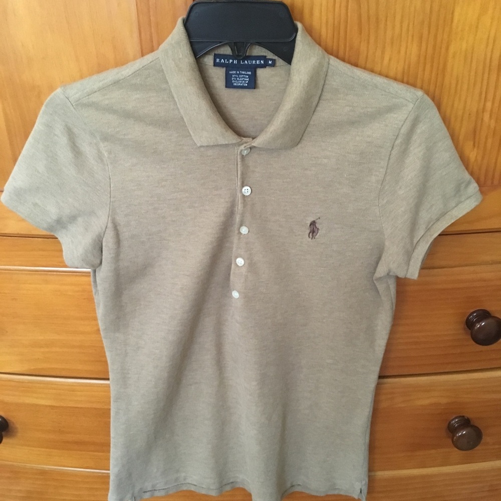 Tan Ralph Lauren polo shirt